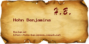 Hohn Benjamina névjegykártya